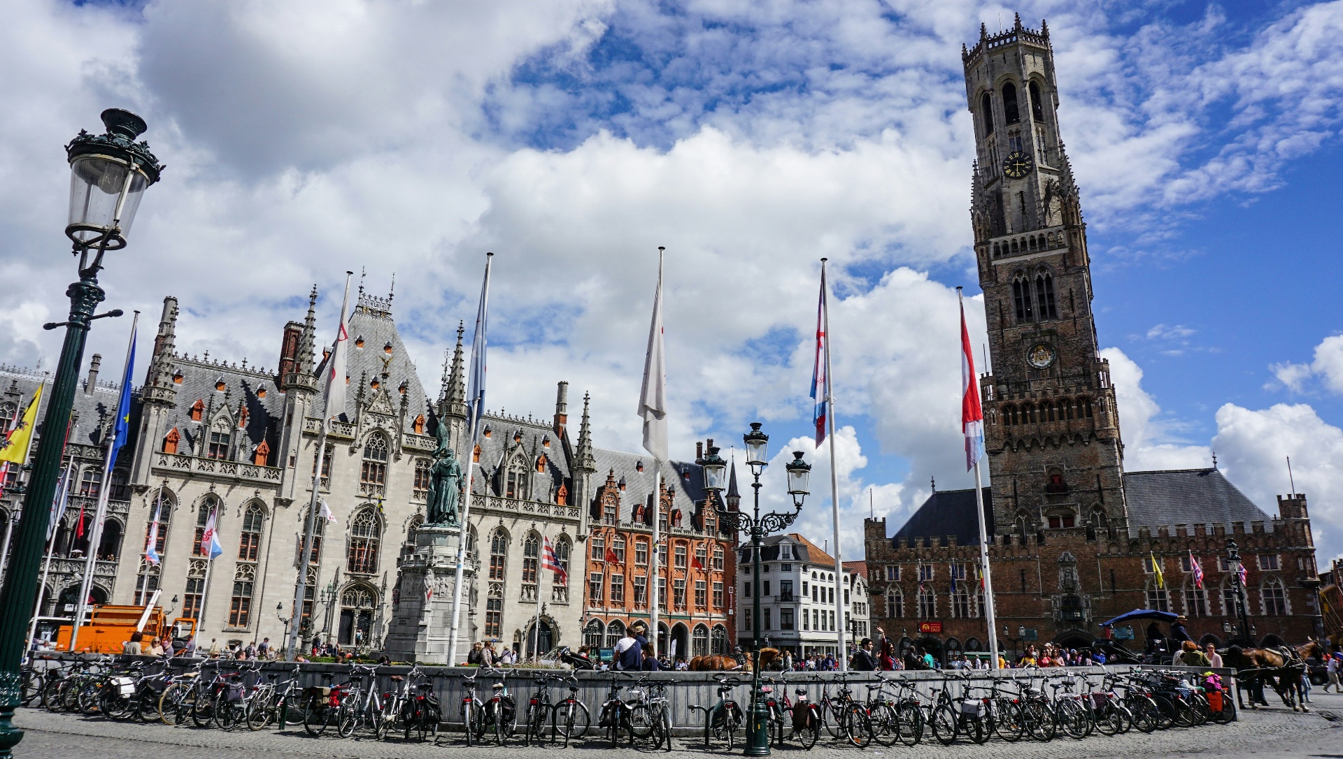 Markt Square and Belfort tower in Bruges city centre